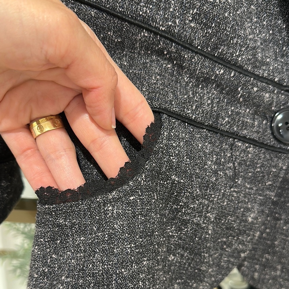 Tweed Lace Trim Blazer - Picture 4 of 11